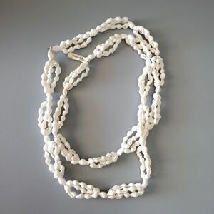 Vintage Homemade White Conch Sea Shell Boho Beach Bohemian Necklace